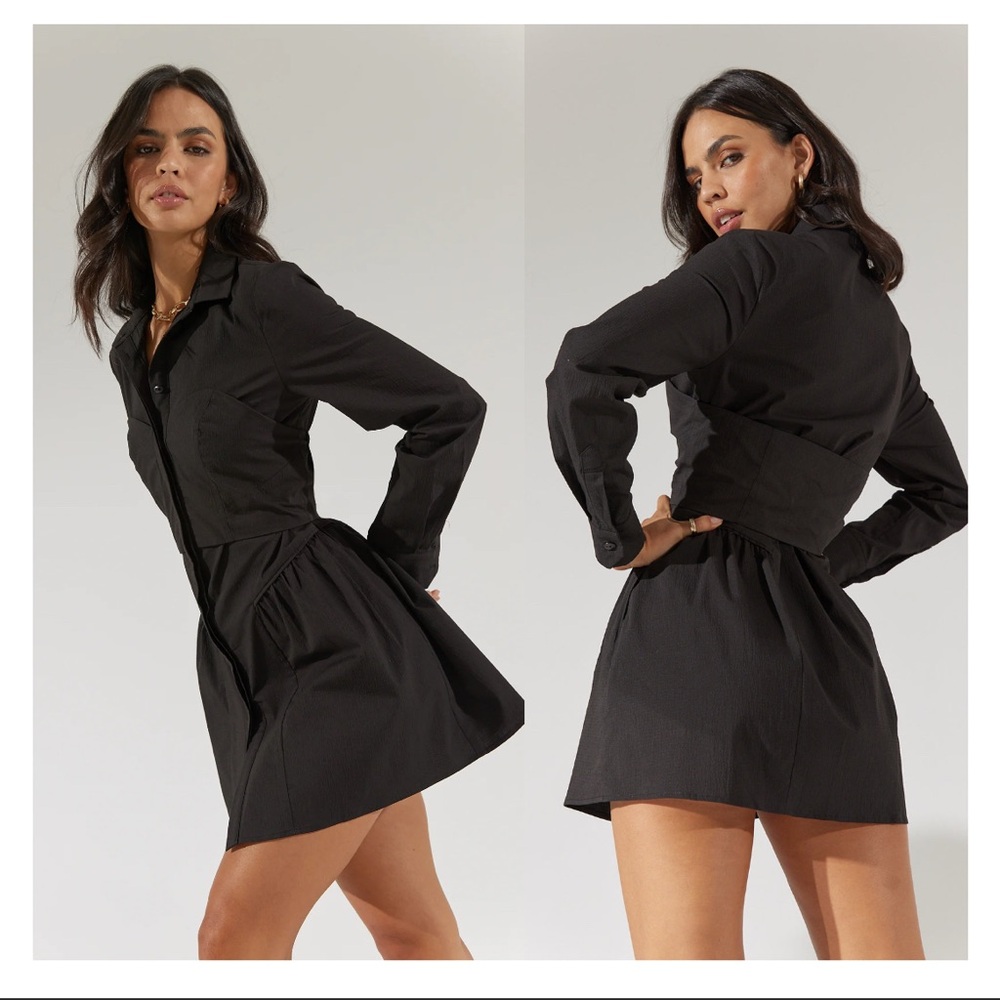 NWT Revolve Evermore Corset Black Shirt Long Sleeve Dress Size S